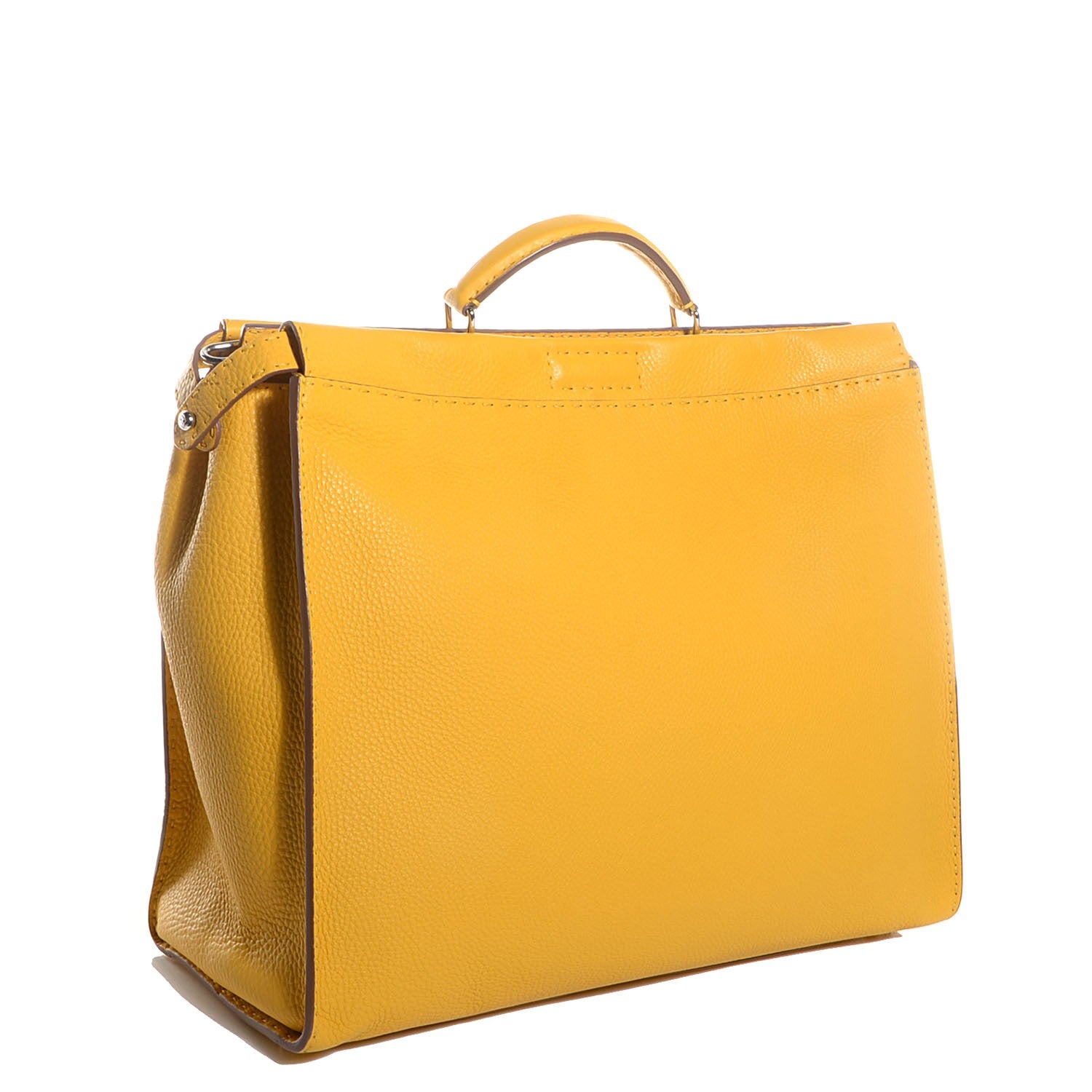 Fendi Cuoio Romano Selleria Large Mens Peekaboo Essential Iconic Satchel Yellow 3 of 11