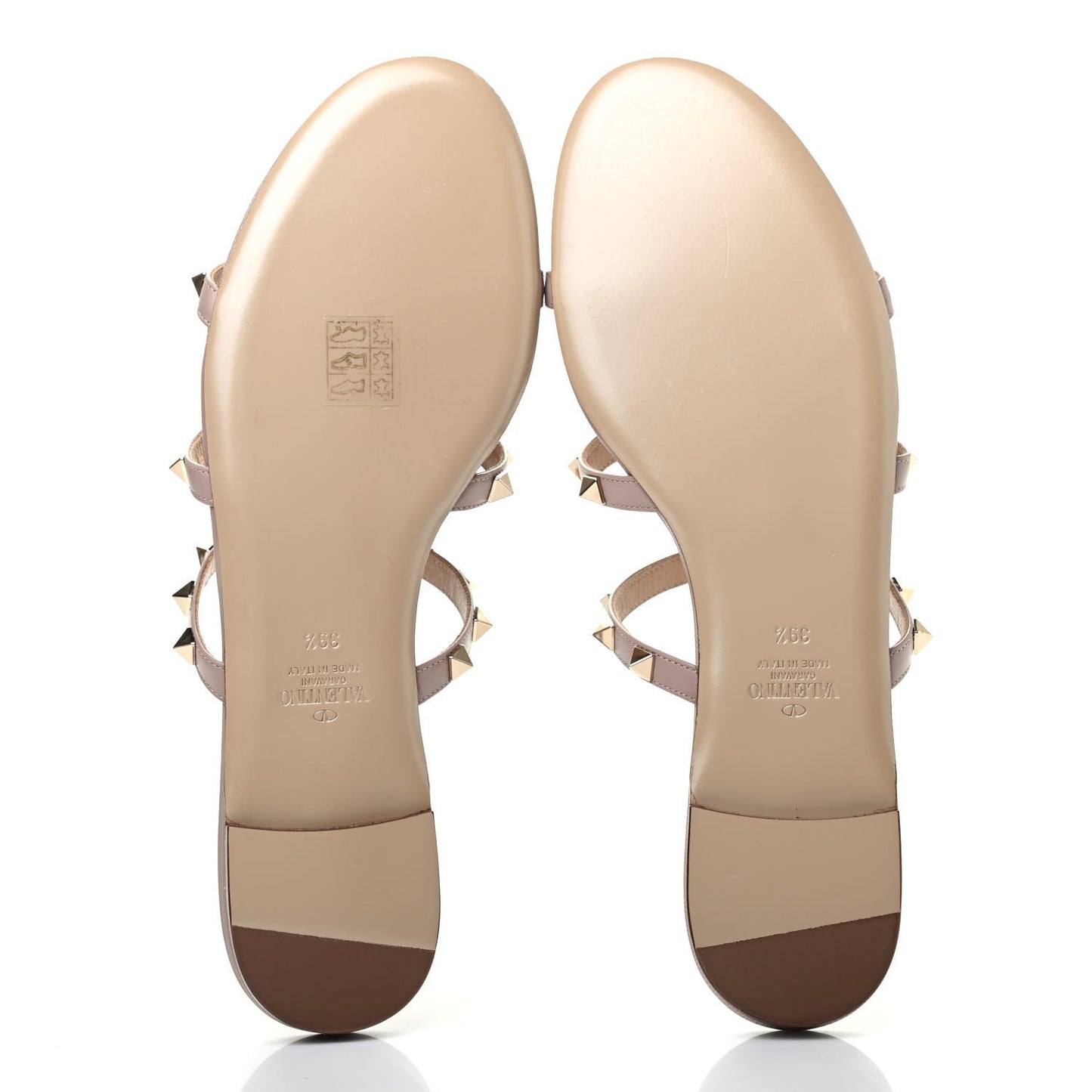 Nappa Rockstud Caged Flat Slide Sandals 39.5 Poudre