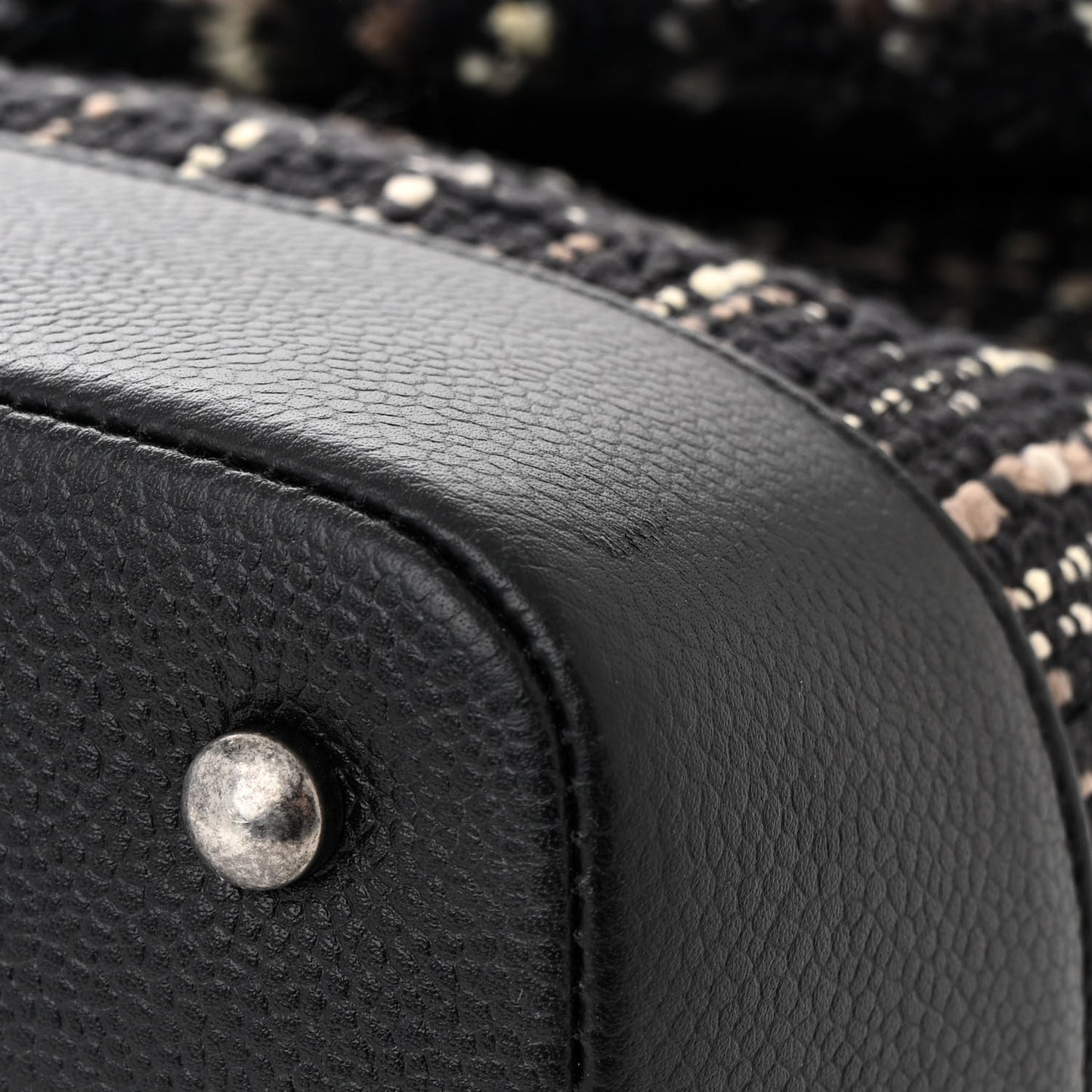 Tweed Trip Top Handle Flap Black Beige