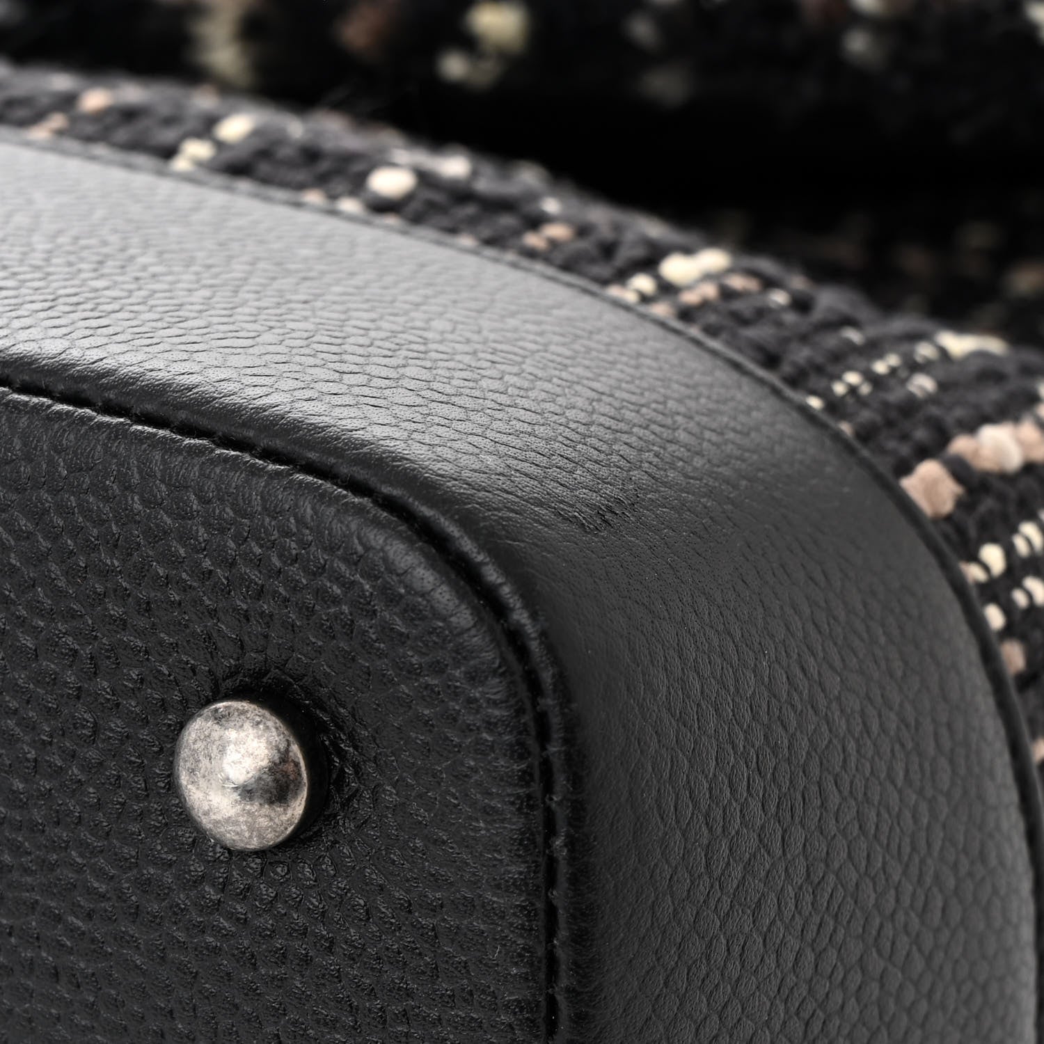 Chanel Tweed Trip Top Handle Flap Black Beige 12 of 12