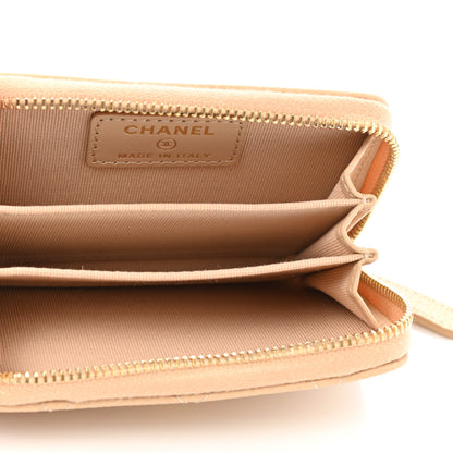 Chanel Caviar Quilted Zip Around Coin Purse Beige 5 of 8