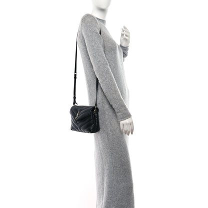 Saint Laurent Calfskin Y Quilted Monogram Toy Loulou Crossbody Bag Black 2 of 9