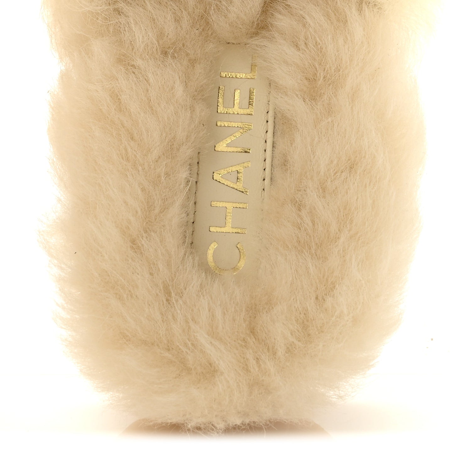 Suede Shearling CC Cap Toe Mules 40 Beige Black