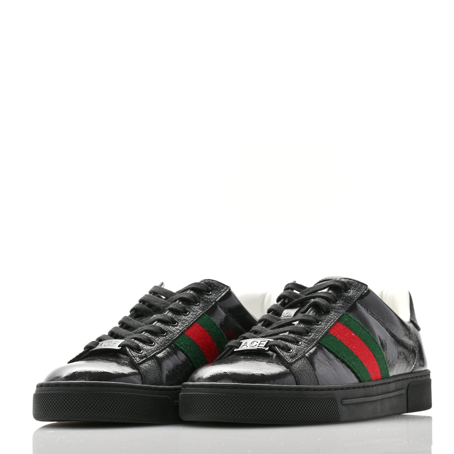 Crystal GG Monogram Web Womens New Ace Sneakers 36 Black