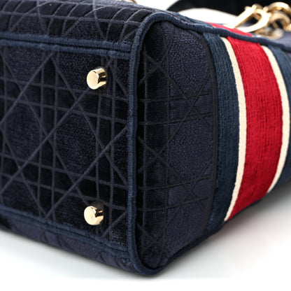 Christian Dior Velvet Cannage Medium Lady D-Lite Blue Red White 10 of 10