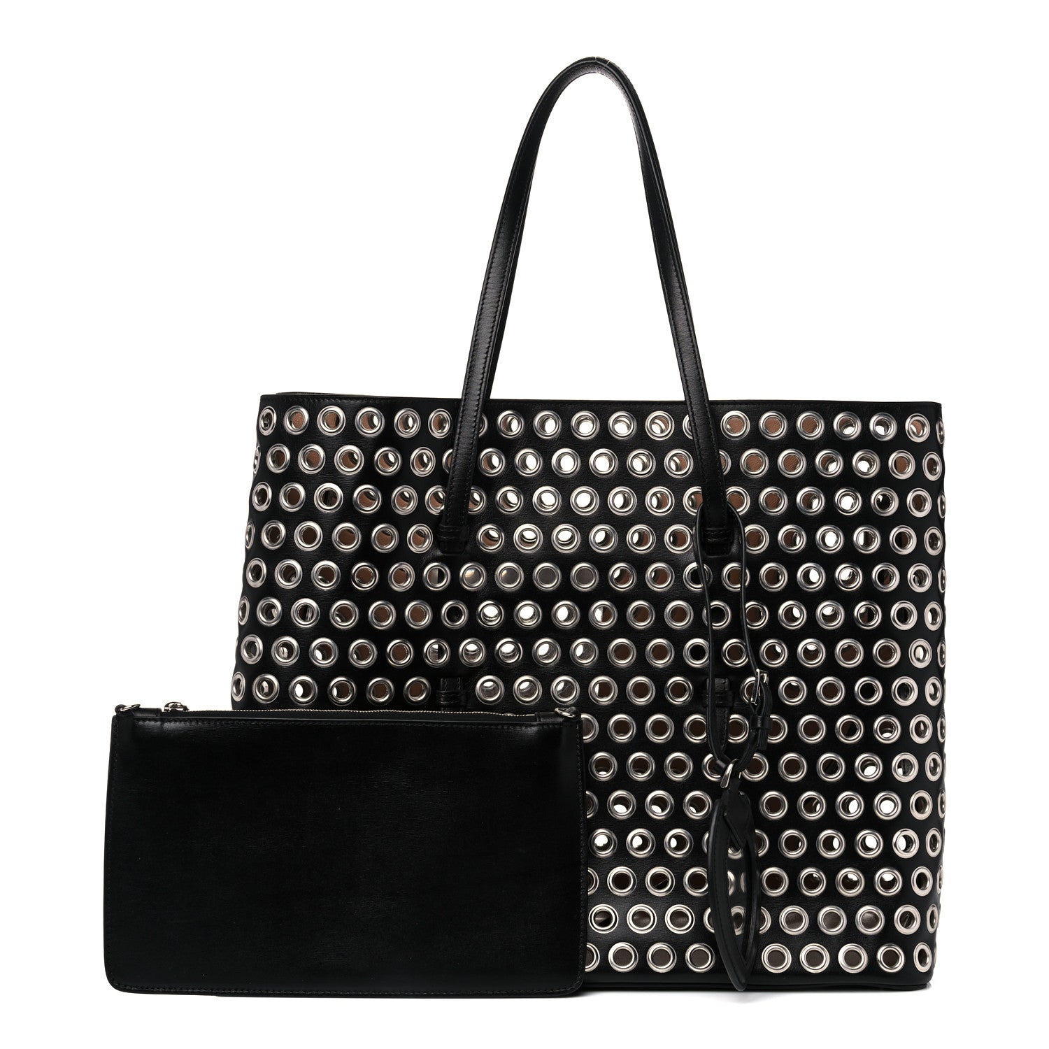 Alaia Calfskin Grommet Tote Black 1 of 12