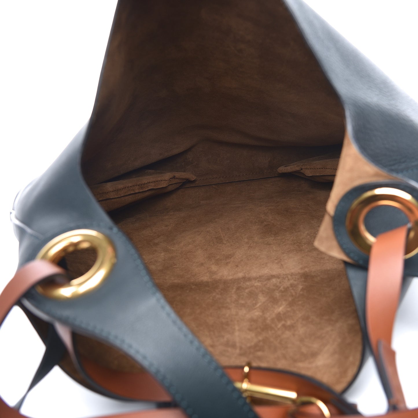 BURBERRY Calfskin Medium Grommet Detail Tote Grey