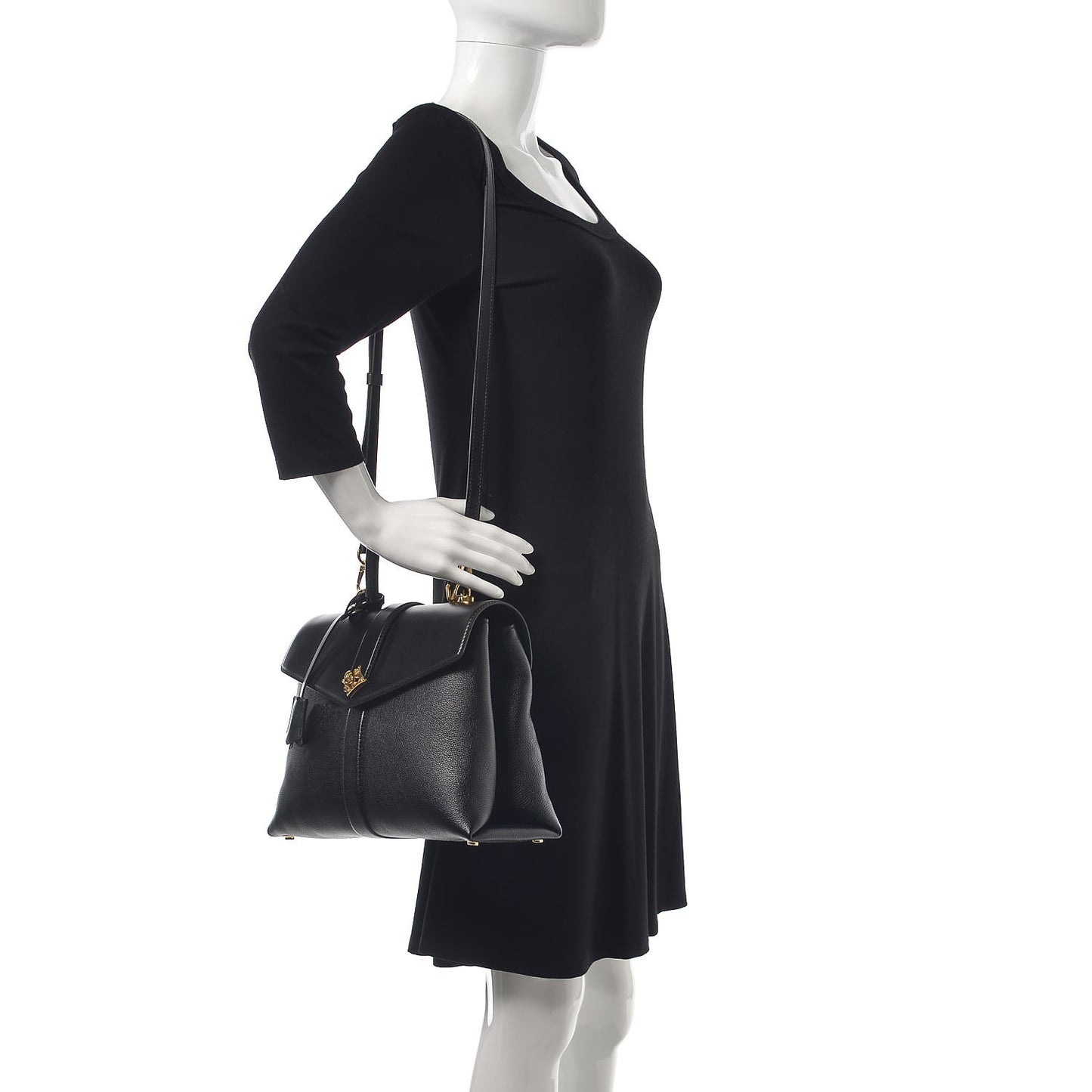 Grained Smooth Calfskin Rose Des Vents MM Black