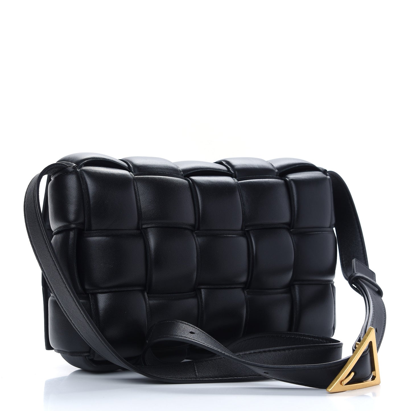 Nappa Maxi Intreccio Padded Cassette Crossbody Bag Black