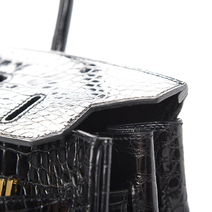 Hermes Shiny Porosus Crocodile Birkin 35 Black 38 of 41