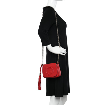 Gucci Pebbled Calfskin Small Soho Flap Crossbody Red 2 of 10