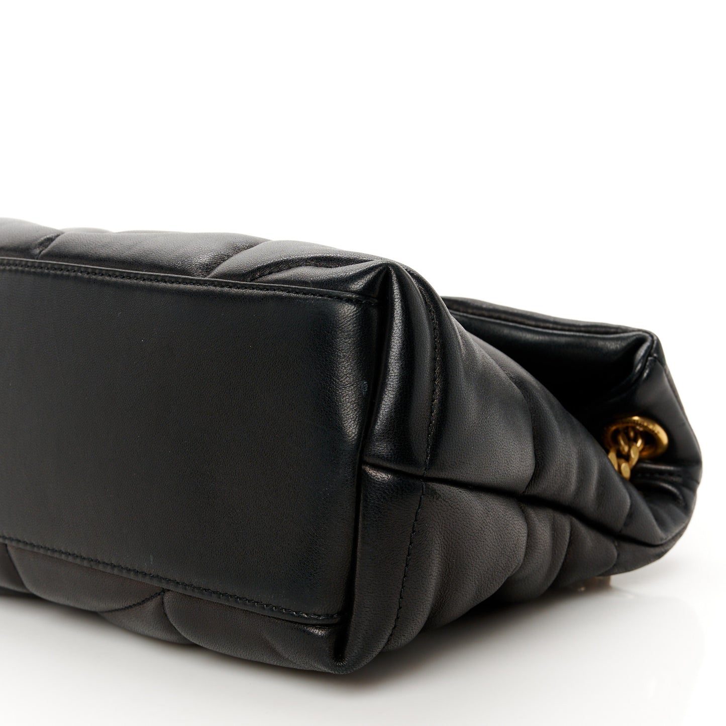 Lambskin Quilted Small Loulou Puffer Monogram Chain Satchel Black