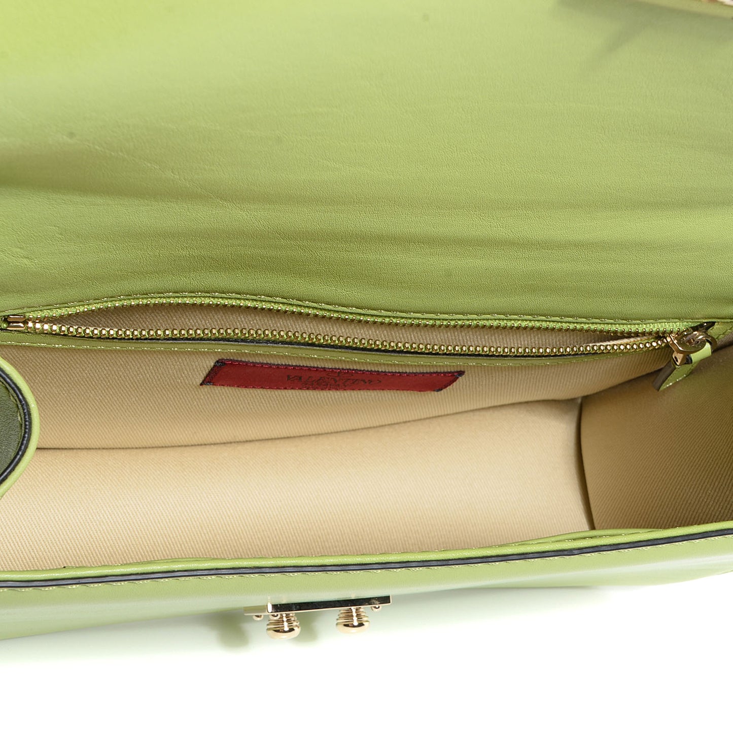 Vitello Medium Glam Lock Rockstud Flap Pop Apple