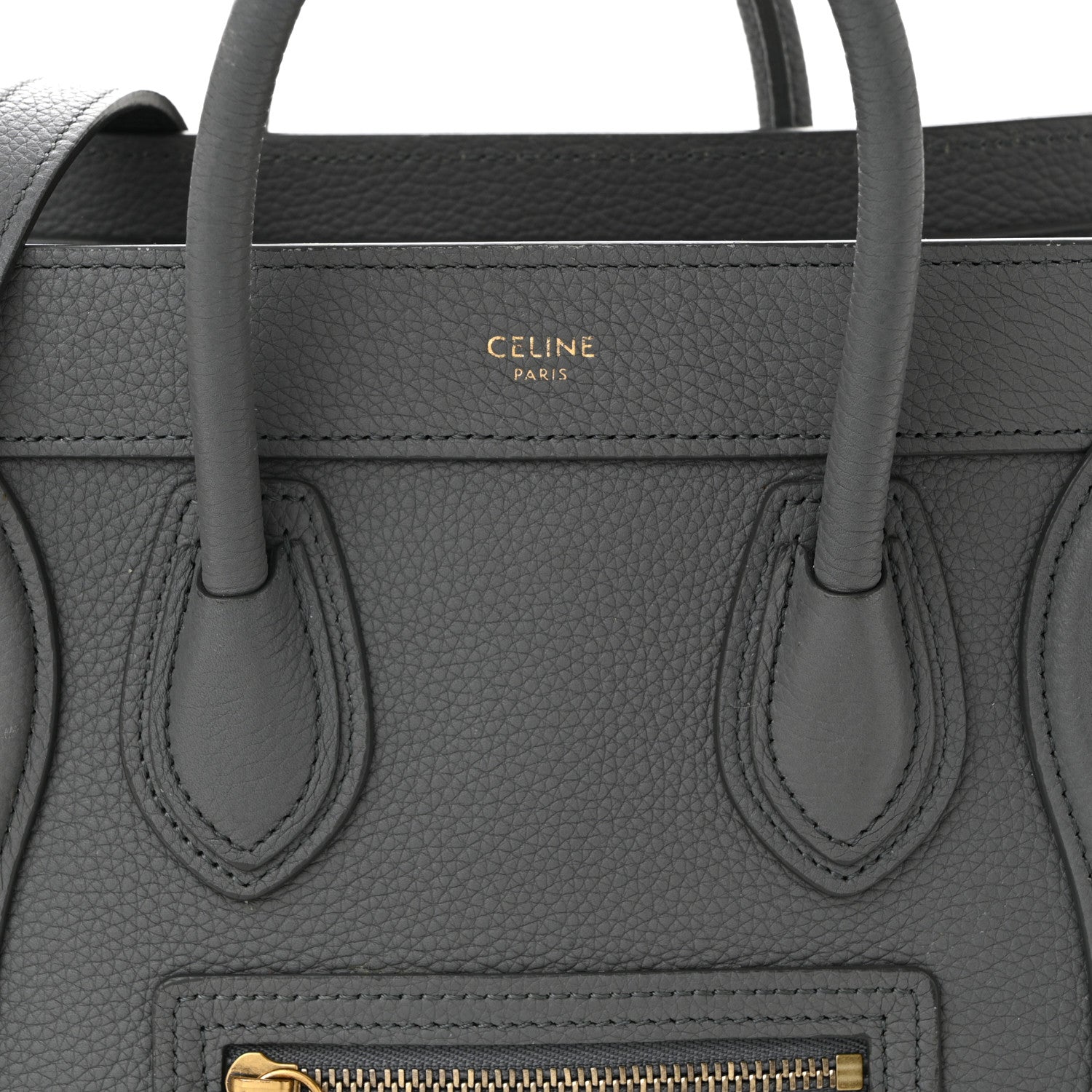 Celine Drummed Calfskin Nano Luggage Kohl 9 of 14