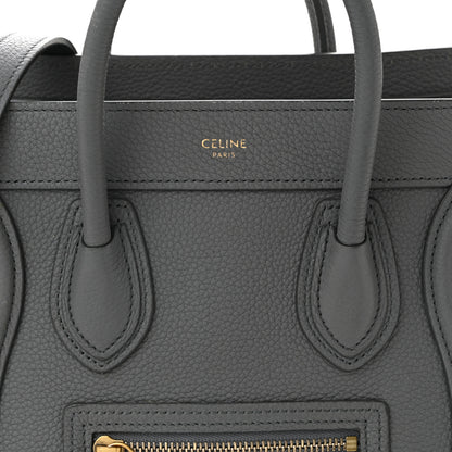 Celine Drummed Calfskin Nano Luggage Kohl 9 of 14
