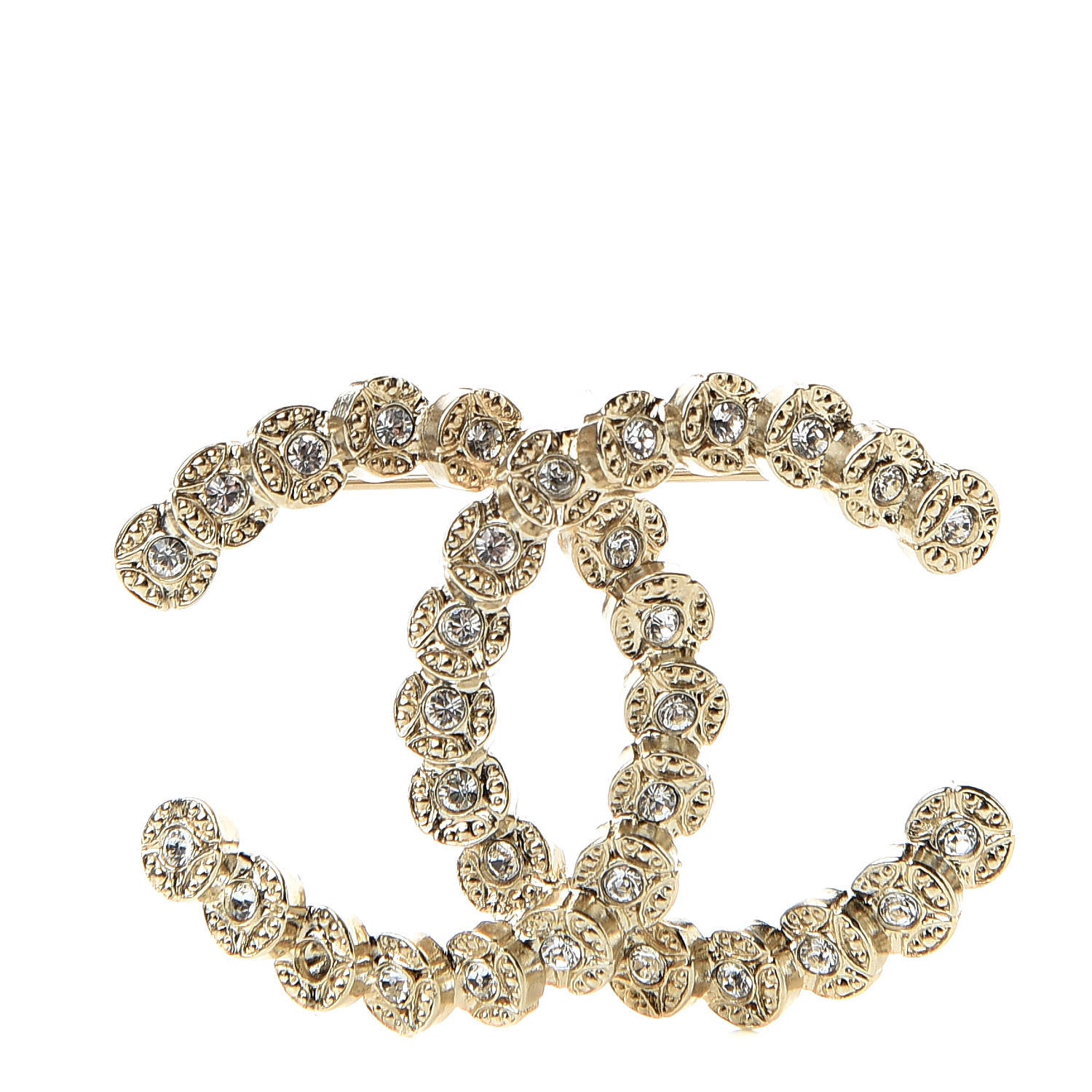 Chanel Crystal CC Brooch Gold 1 of 5