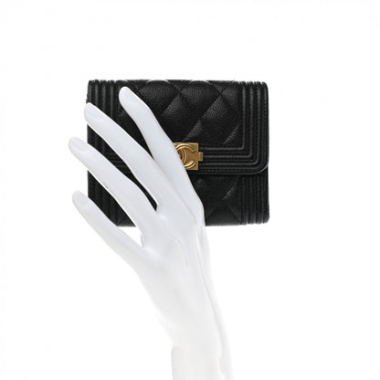 Chanel Caviar Quilted Boy Flap Card Holder Wallet Black 2 of 8