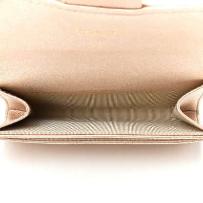 Chanel Metallic Lambskin Quilted Flap Card Holder Wallet Gold 5 of 9