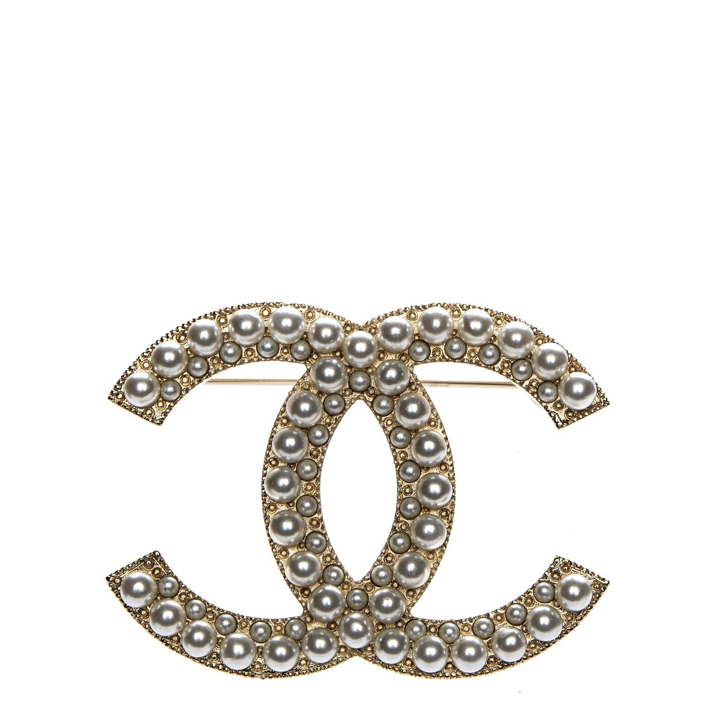 Pearl CC Brooch Pin Gold