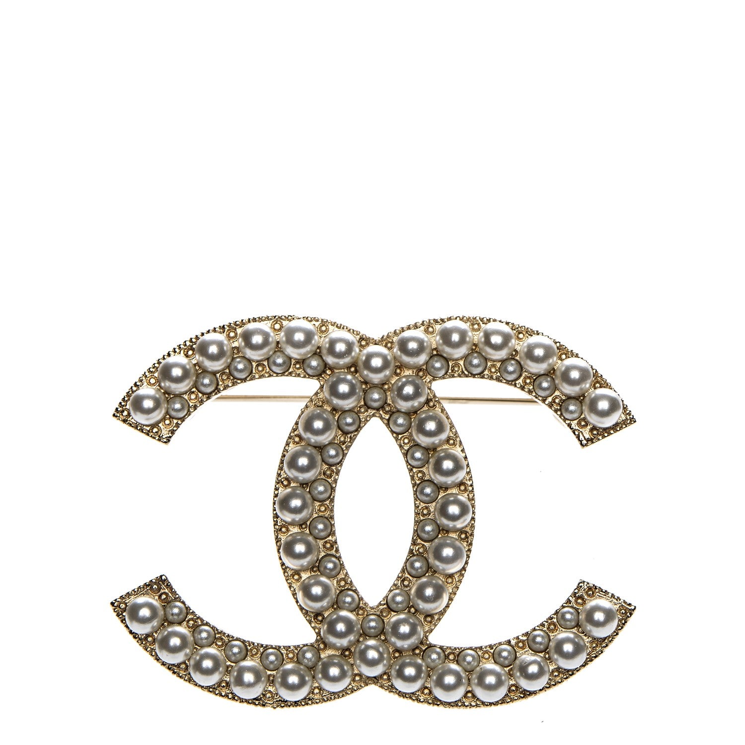 Chanel Pearl CC Brooch Pin Gold 1 of 6