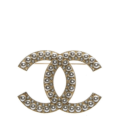 Chanel Pearl CC Brooch Pin Gold 1 of 6
