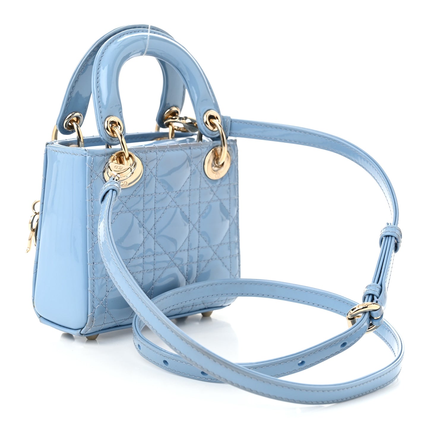 Patent Cannage Micro Lady Dior Cornflower Blue