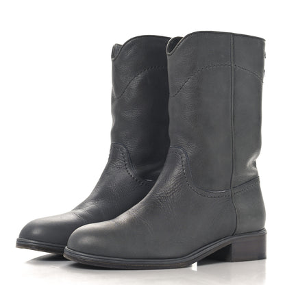 Chanel Calfskin Ascot CC Boots 37.5 Gray 3 of 9