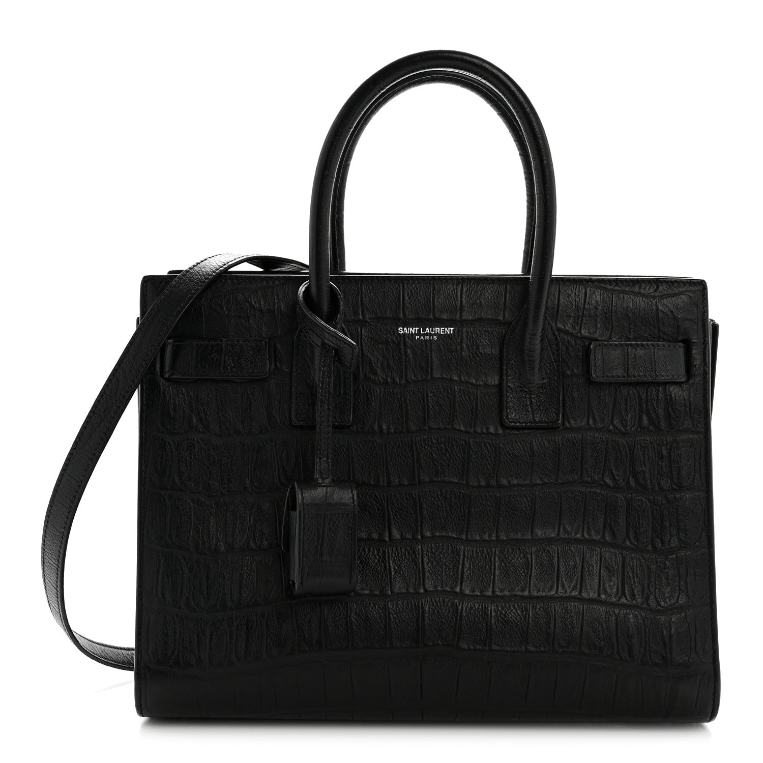 Saint Laurent Calfskin Crocodile Embossed Baby Sac De Jour Black 1 of 14