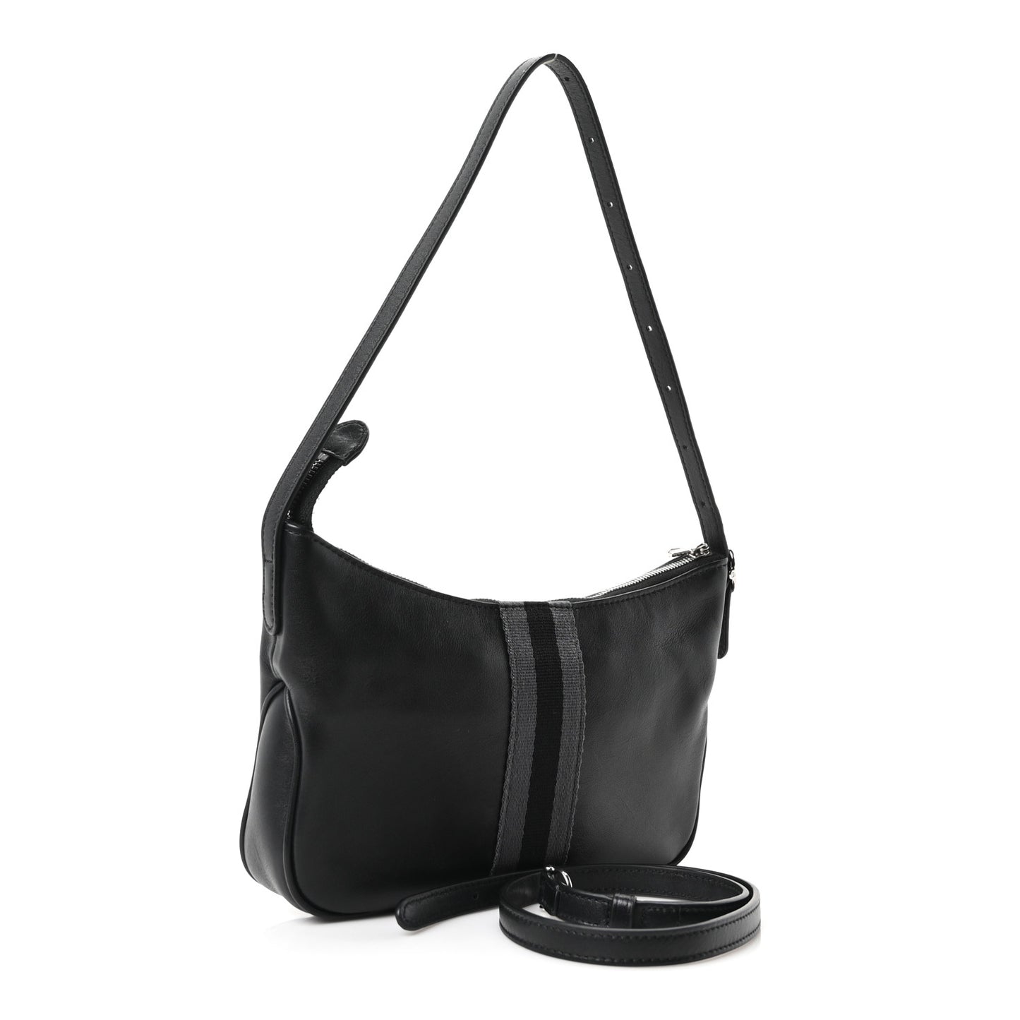 Calfskin Web Small Lunetta Crossbody Bag  Black