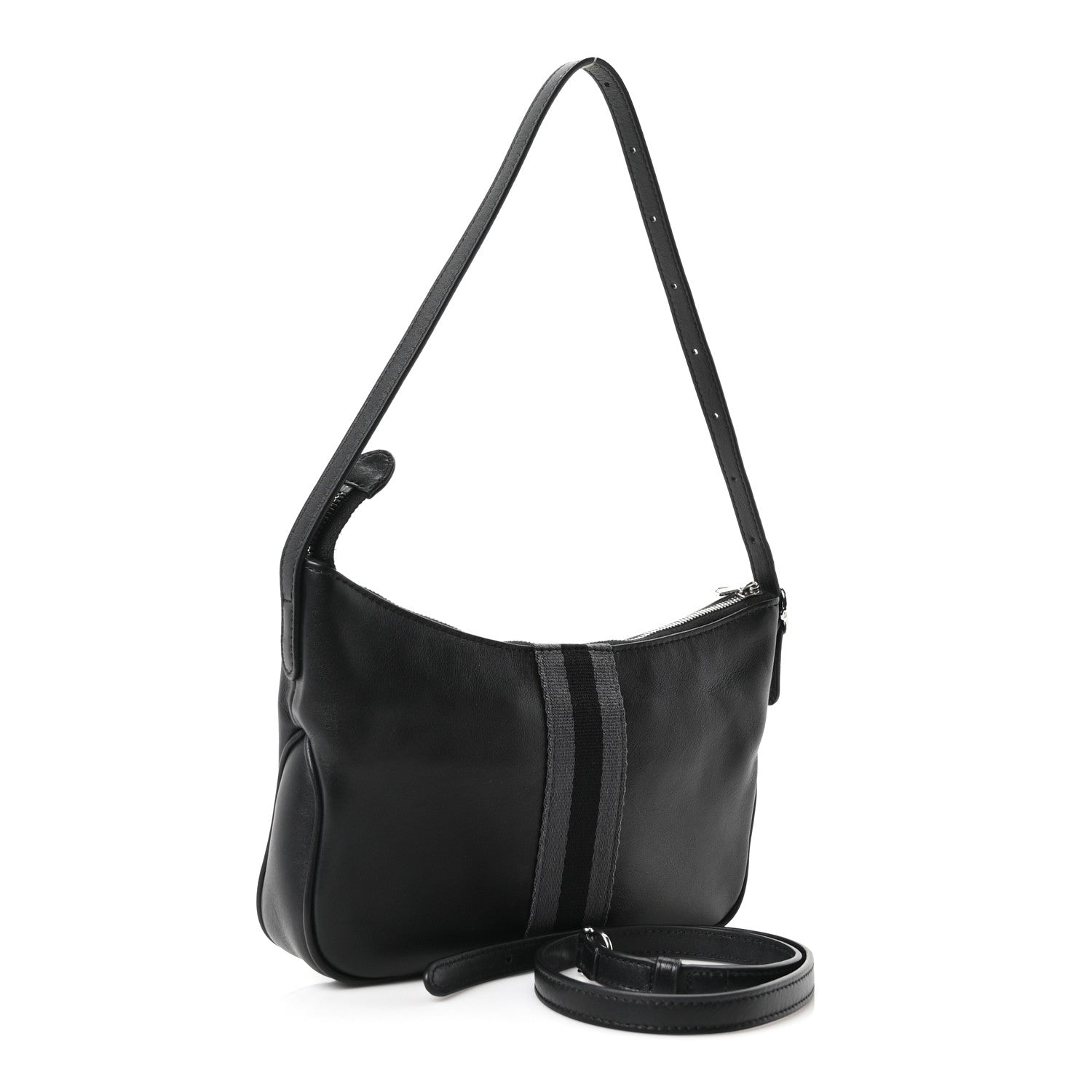 Gucci Calfskin Web Small Lunetta Crossbody Bag  Black 3 of 9