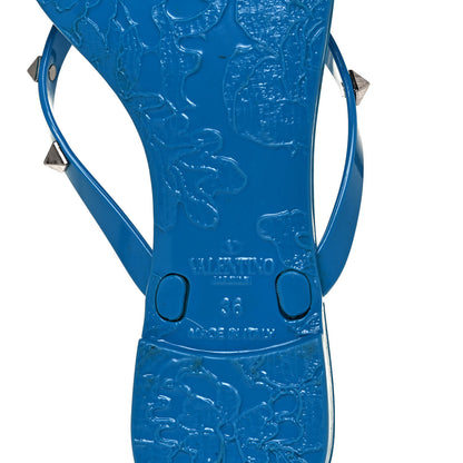 Valentino Garavani PVC Jelly Rockstud Bow Thong Sandals 36 Blue 6 of 8