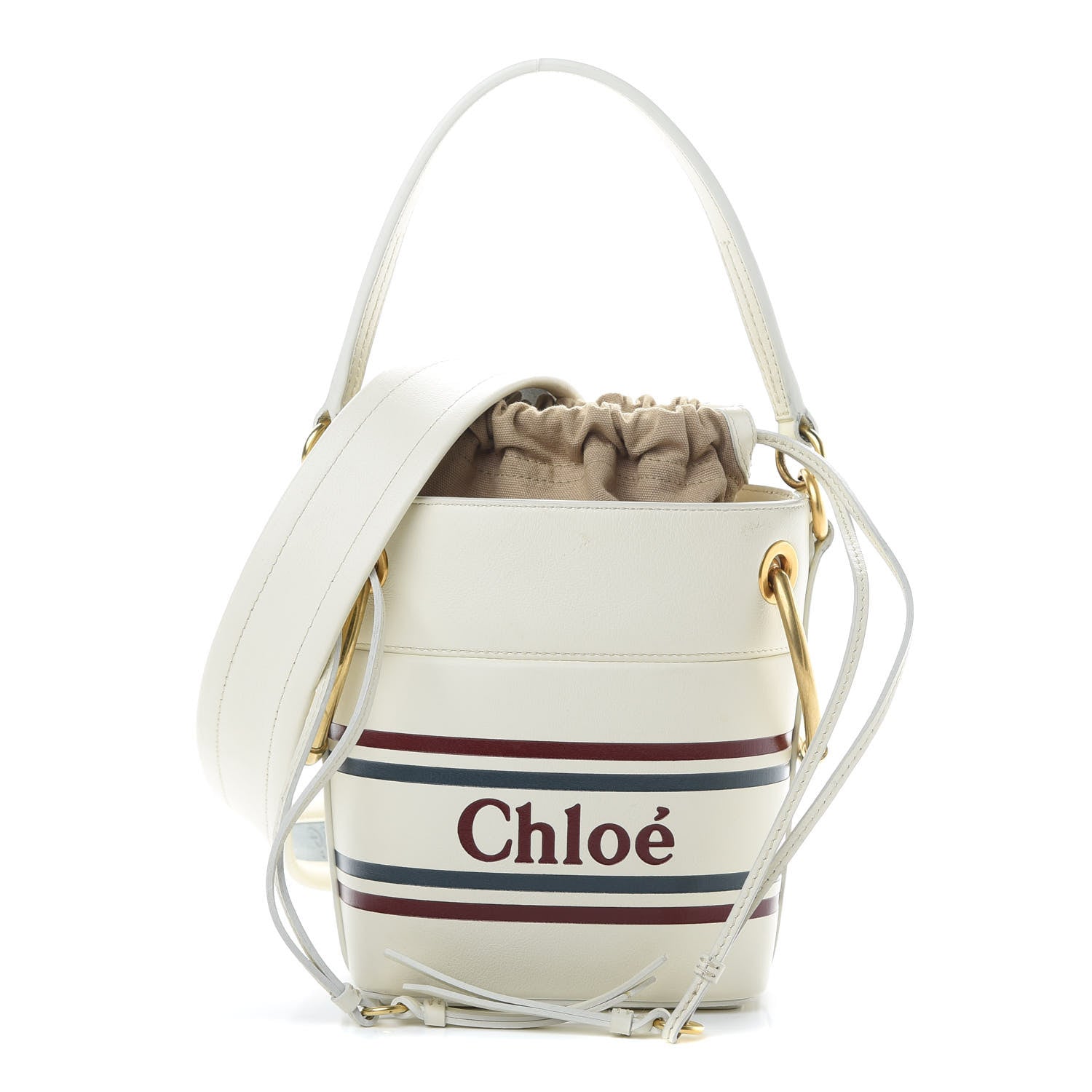 Chloe Calfskin Logo Mini Roy Bucket Bag Natural White 1 of 14