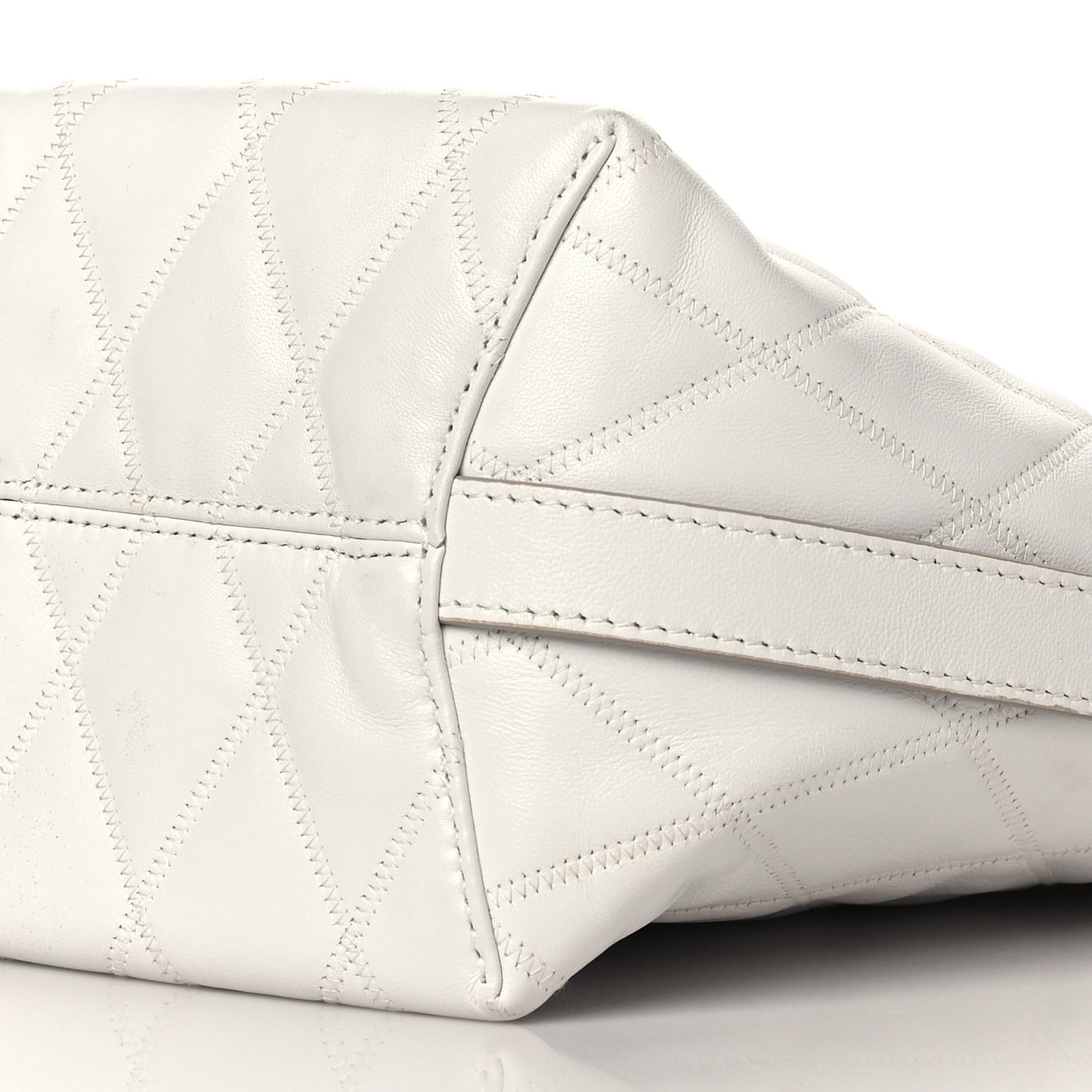 Lambskin Quilted Mini GV Bucket Bag White