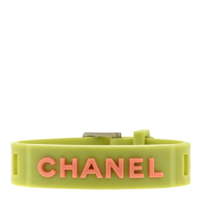 Chanel CC Rubber Bracelet Lime Coral 1 of 3
