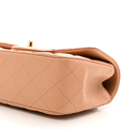 Chanel Lambskin Quilted Mini Top Handle Rectangular Flap Beige 10 of 12