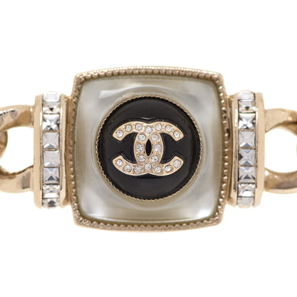 Chanel Metal Glass Pearl Strass CC Pendant Necklace Black Gold 4 of 7