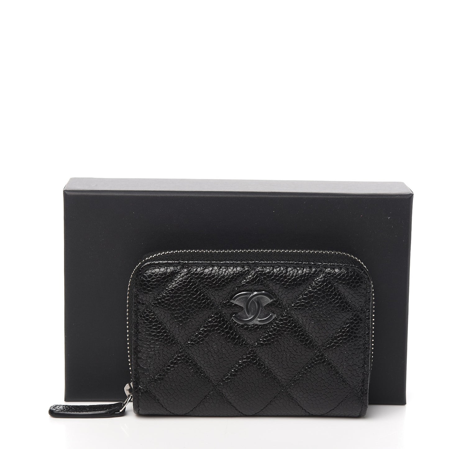 Caviar Quilted Incognito Zip Coin Purse Black