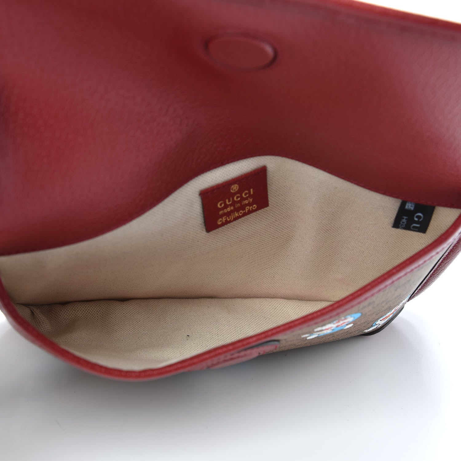 Gucci X DORAEMON Mini Vintage GG Supreme Monogram Web Slim Belt Bag Beige Cherry Red 5 of 9