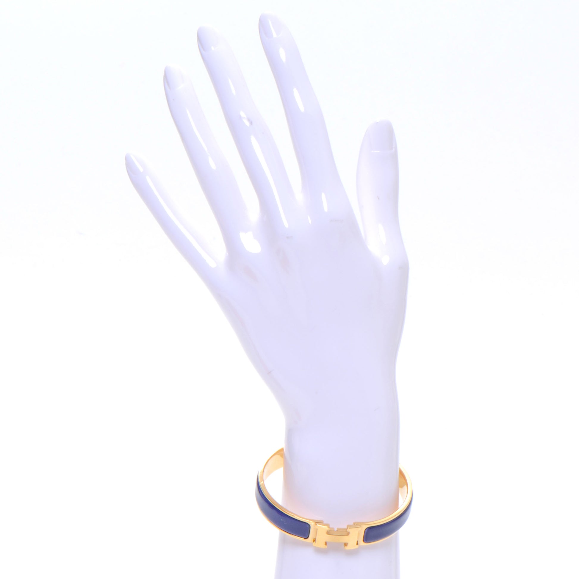 Hermes Narrow Enamel Clic Clac H Bracelet PM Bleu Gold 2 of 5