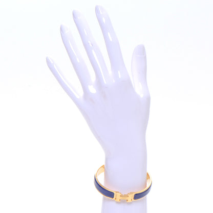 Hermes Narrow Enamel Clic Clac H Bracelet PM Bleu Gold 2 of 5
