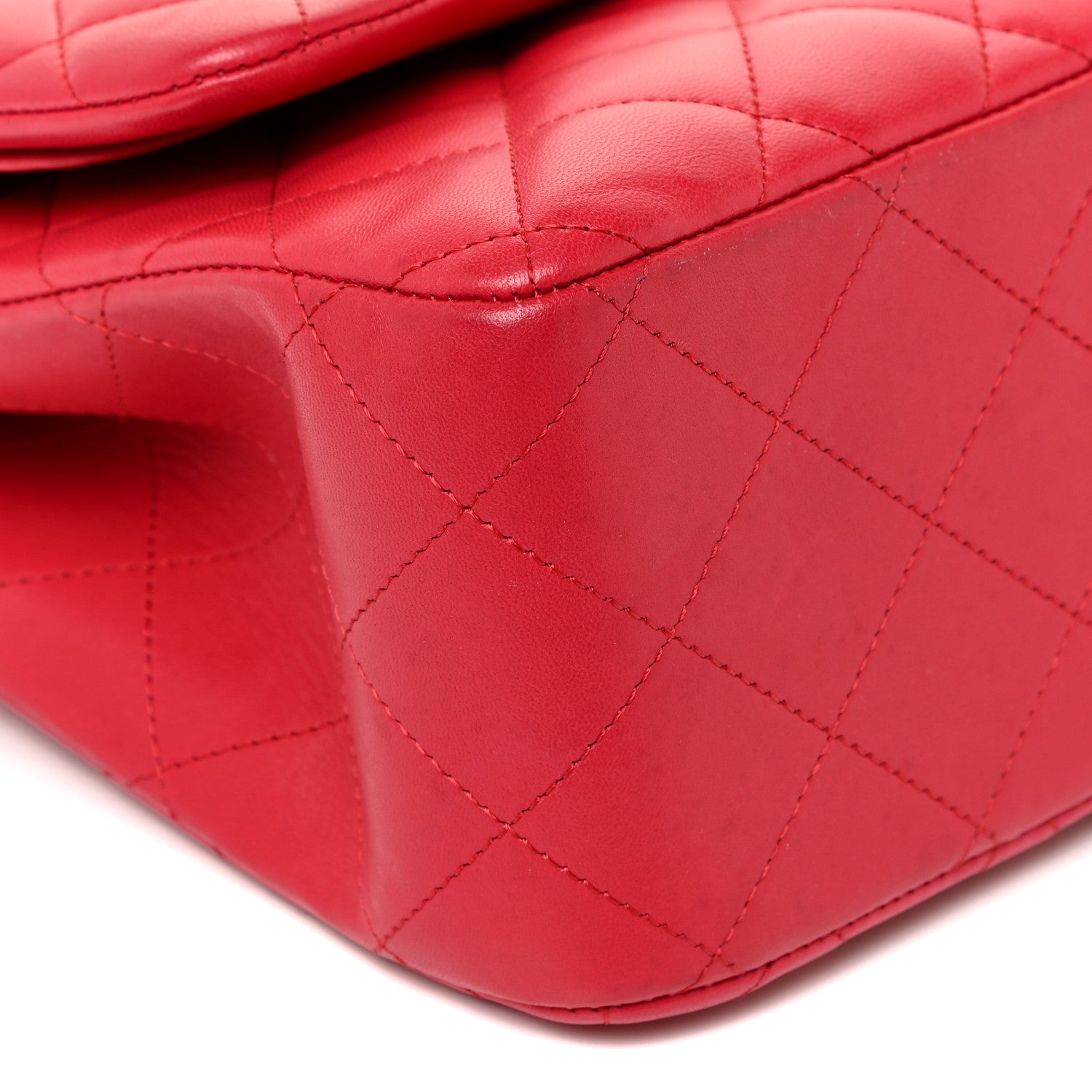 Chanel Lambskin Quilted Jumbo Double Flap Red 9 of 14