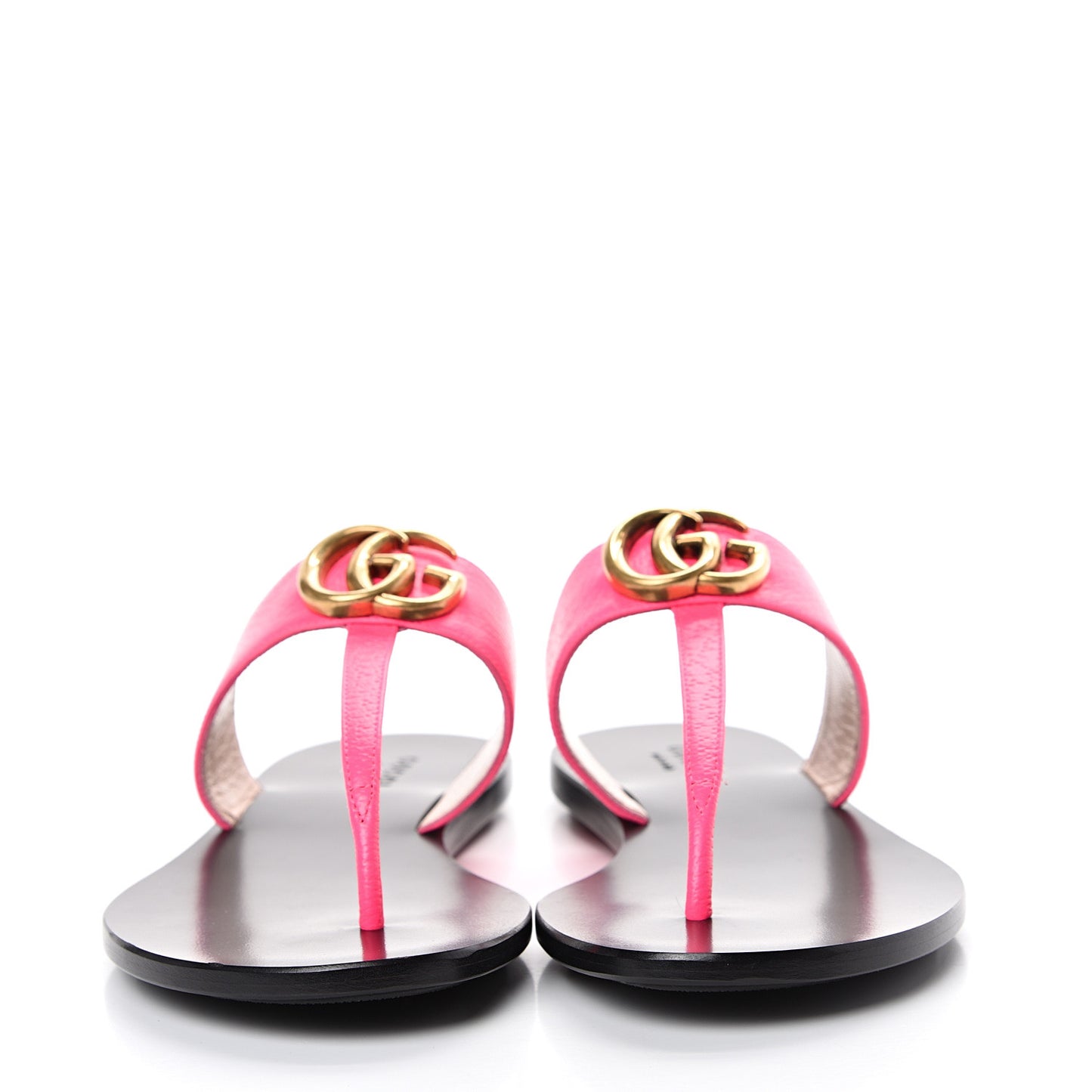 Calfskin GG Marmont Thong Sandals 37 Fuxia Fluo