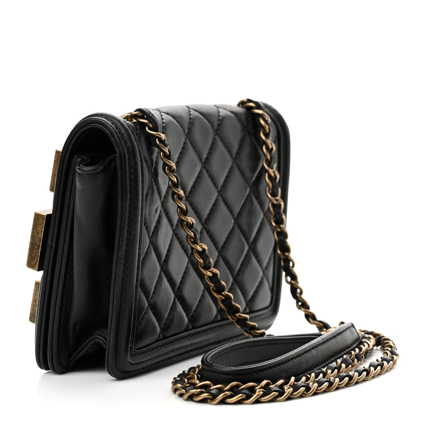Chanel Lambskin Quilted Boy Brick Studded Flap Black 3 of 10