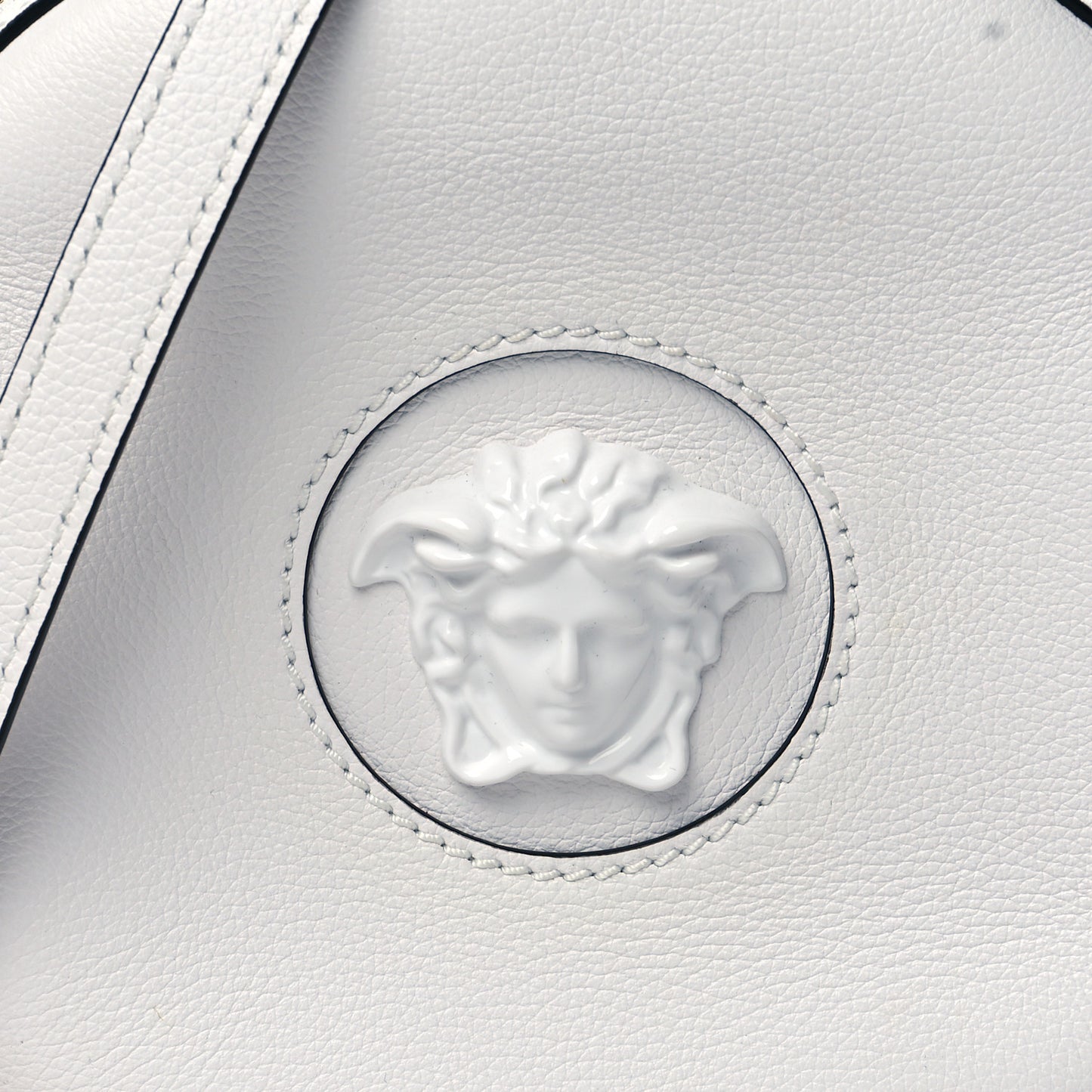 Calfskin La Medusa Round Camera Bag White