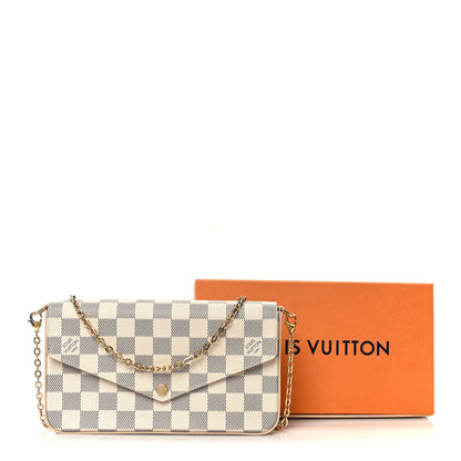 Louis Vuitton Damier Azur Pochette Felicie Chain Wallet Rose Ballerine 11 of 11