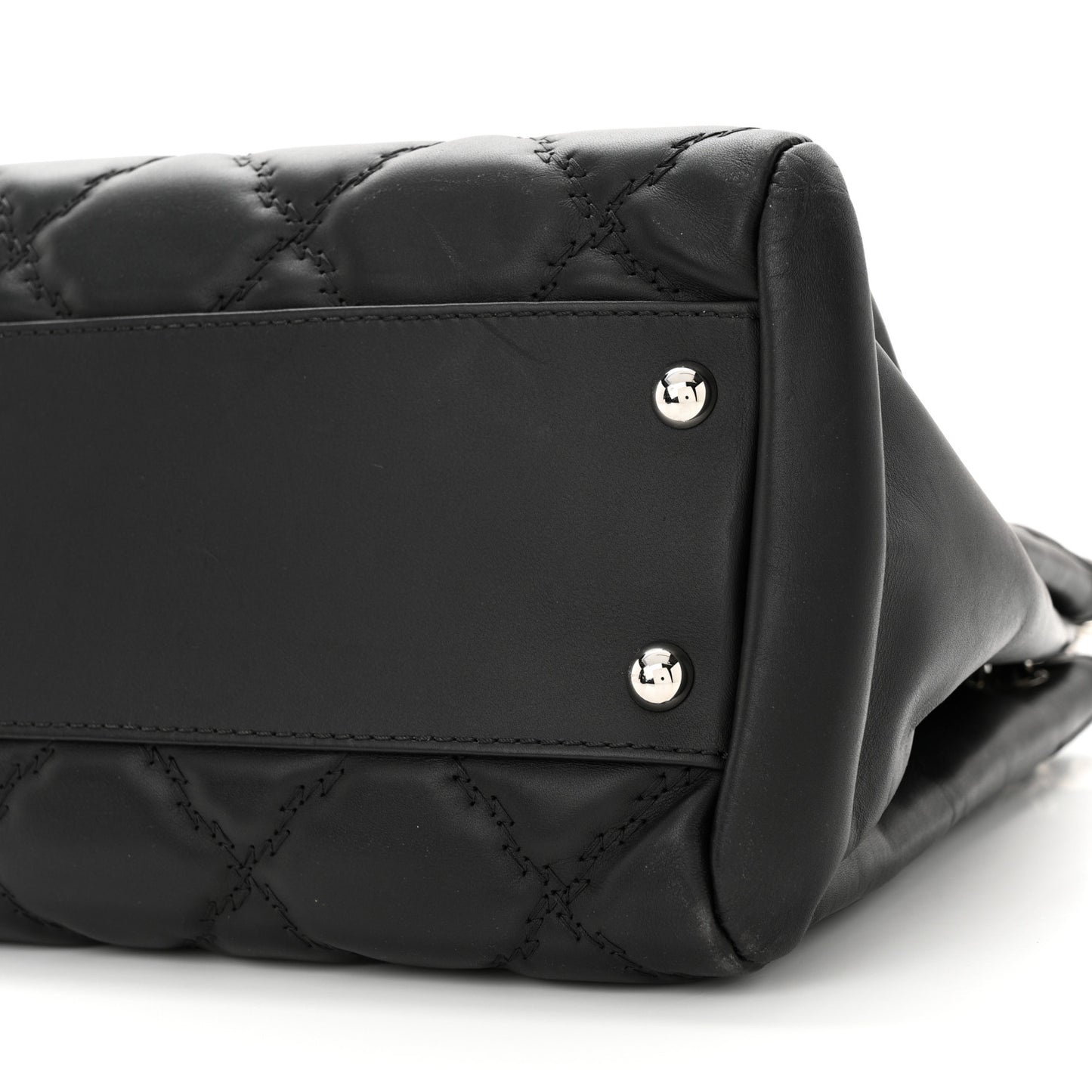 Calfskin Double Stitch Large Hamptons Flap Bag Black
