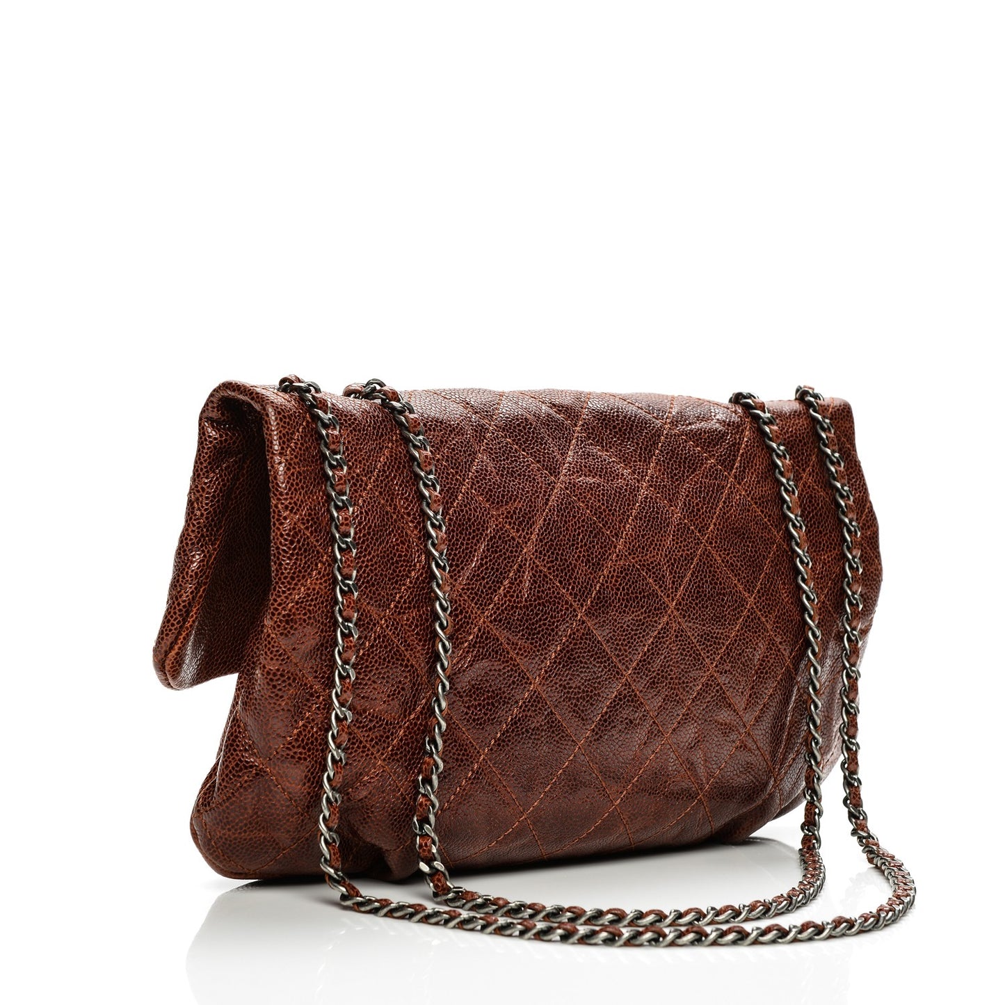 Crumpled Calfskin Quilted Medium Elastic Flap Bordeaux