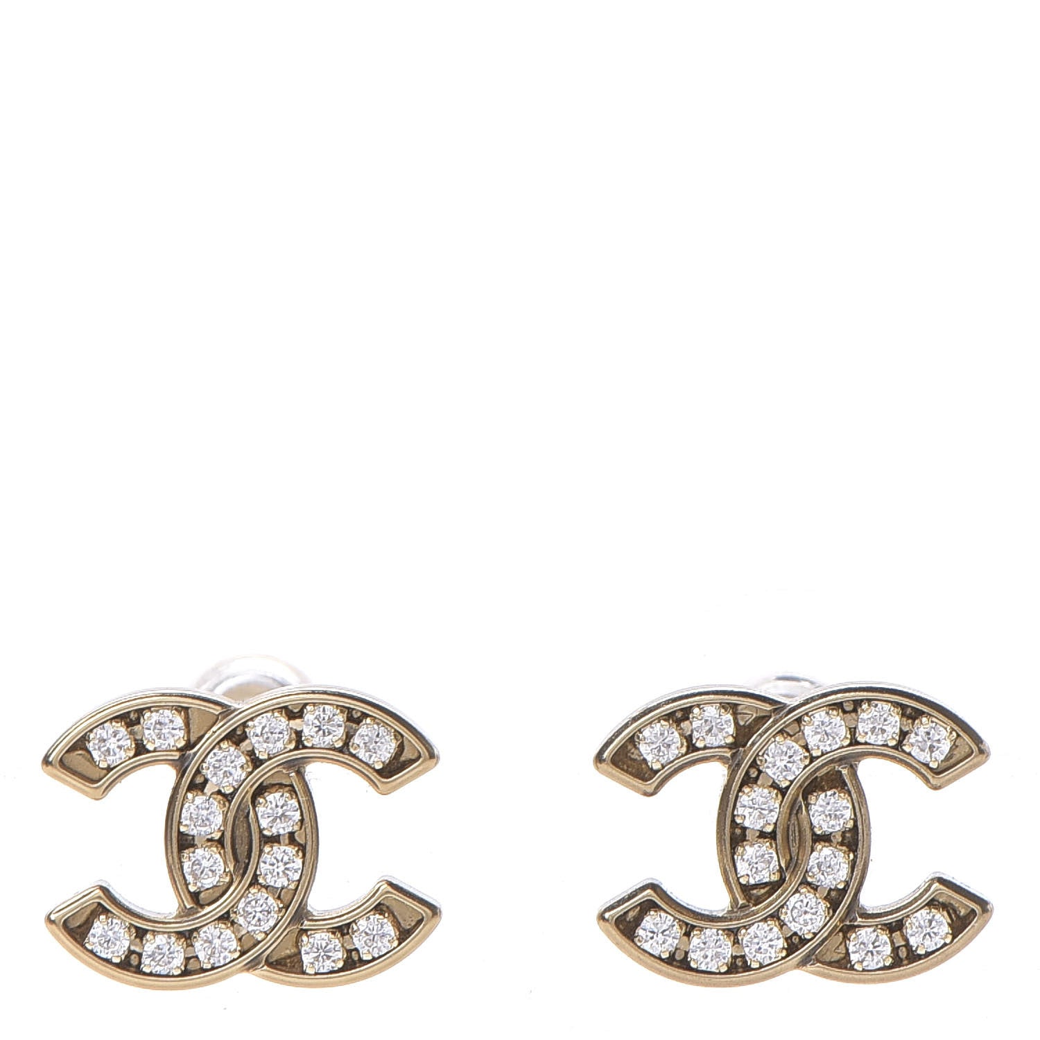 Chanel Crystal CC Earrings Gold 1 of 5