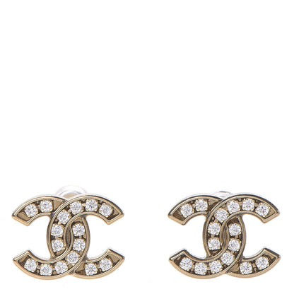 Chanel Crystal CC Earrings Gold 1 of 5