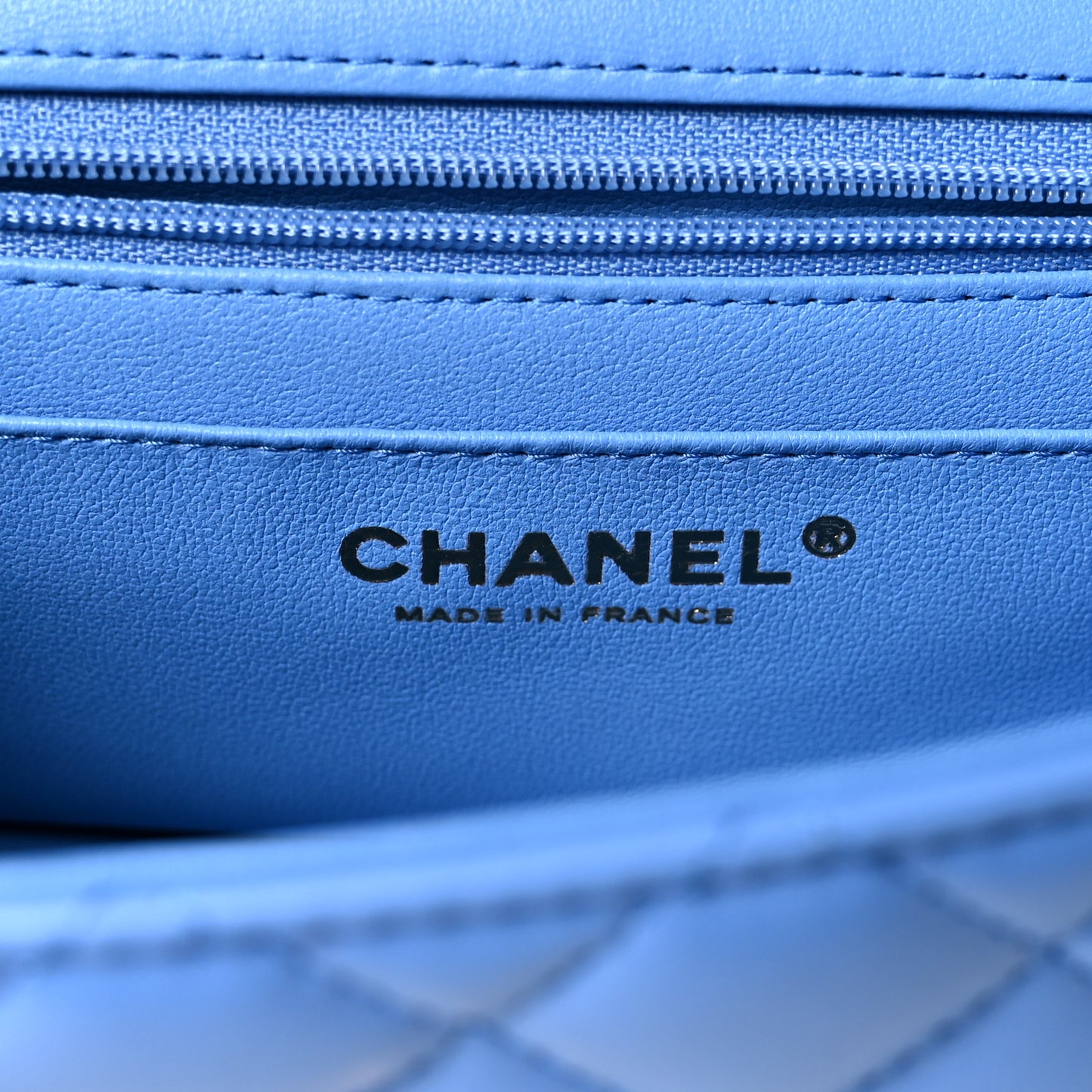 Lambskin Quilted Mini Top Handle Rectangular Flap Blue